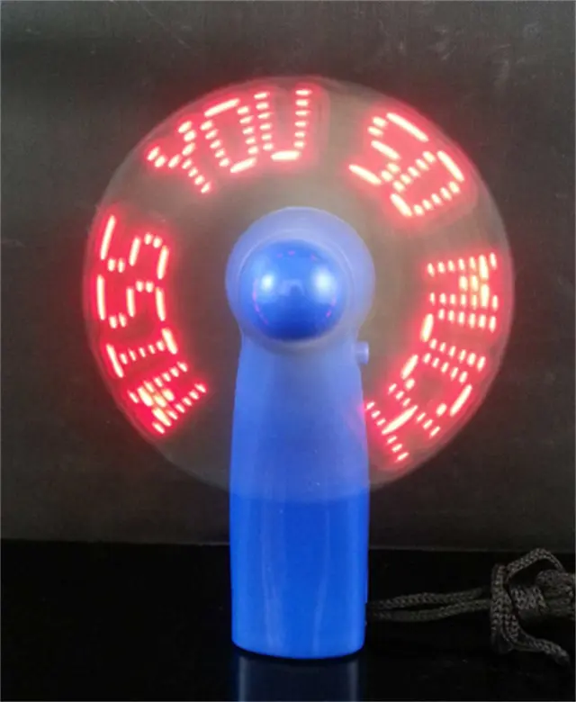 Wholesale Company Gift Mini Fan Battery Replaceable LED display portable LED message fan