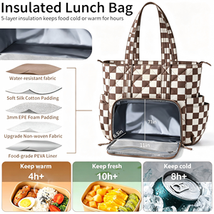 Borsa Termica Pieghevole da Donna in Poliestere con Capacità 21L, Scomparto per Laptop da 15.6 Pollici e Portabicchieri da 40oz - Product Image 3