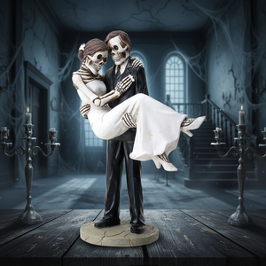 Hot Sale <strong>Romantic</strong> Halloween Skeleton Wedding Couple Groom Carrying <strong>the</strong> Bride Day of <strong>the</strong> <strong>Dead</strong> Figurine Sculpture Home Decoration - Product Image 1