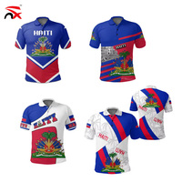 Camiseta de Fútbol de Haití de Alta Calidad al por Mayor, Gorra de Haití, Polo, Camiseta con Bandera, Productos de la Serie Haití, Impresión Digital para Actividades