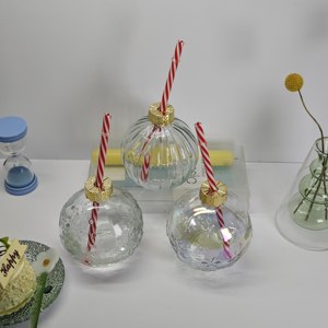 Độc đáo hình dạng bóng đèn thủy tinh đầy màu sắc uống nước giải khát nước trái cây chai cà phê với rơm - Product Image 6