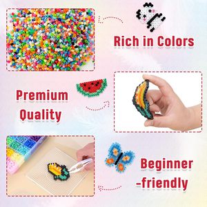 Quefe Fuse <b>Bead</b> Kit 5200pcs 24 Colors 5mm Hexagonal Square <b>Plastic</b> <b>Beads</b> Pegboards Ironing Paper Tweezers for Kids Ages 4-6Y - Product Image 6