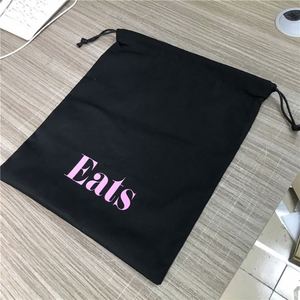 Promotional Gifts Black Twill Cotton Canvas Drawstring Lingerie Packaging Pouch Underwear Clothes Dust Bag with Wax Cord - Product Image 3
