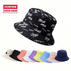 Chapeaux seau unisexes à large bord en coton/polyester brodés avec logo personnalisé et imprimé pour enfants et adultes-Vente en gros - Product Image 2