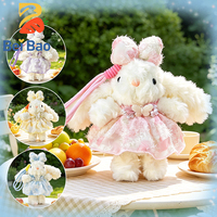 Porte-clés Lapin en Peluche Kawaii de 4 Pouces, Habillé avec Robe en Dentelle, Breloque pour Sac à Dos, Pendentif pour Machine à Pinces, Prix de la Machine à Pinces