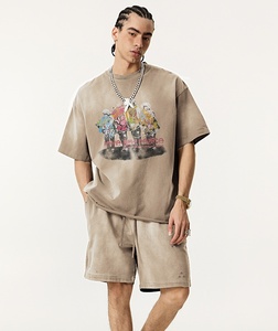 T-<span class=keywords><strong>shirt</strong></span> Homme Oversize Blanc Vintage Style Américain Streetwear avec Motif Peinture à l'Huile Rétro 'Spray Horse Summer' 100% Coton DIY - Product Image 4