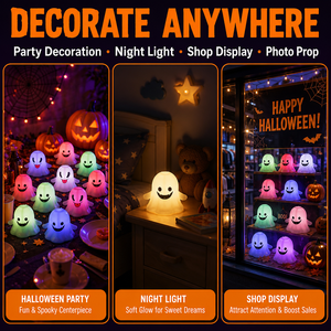 Luci Notturne LED a Forma di Fantasma per Halloween, Candele Luminose, Decorazioni per Feste, 2 Colori Opzionali - Product Image 4