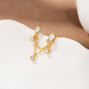 Pendiente de borla de diamante único de plata de ley S925, sencillo y a la moda, para uso diario, tipo piercing de hilo para cartílago de la oreja - Product Image 4