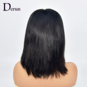 Derun HAIR FACTORY nuovo Design parrucche vergini allineate con cuticole brasiliane, parrucche con frangia frontale in pizzo corto bob - Product Image 4