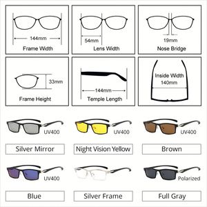 Gafas de Sol Magnéticas Rectangulares 5 en 1 para Hombre, Protección UV400, Montura TR90, Polarizadas, con Clip y Bolsa, Venta al Por Mayor - Product Image 4