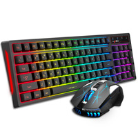 Kombo Keyboard dan Mouse Gaming HXSJ L99 2.4G Nirkabel RGB Backlit Keyboard 96-tombol Bercahaya Warna-warni untuk Laptop PC