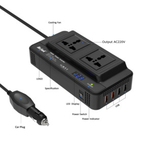 Mg8300 DC12V 24V để AC220V tần số 50Hz phổ ổ cắm 200W xe điện biến tần với 4 USB sạc cổng - Product Image 6