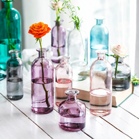 Vase en verre coloré fait main de style Art Déco, écologique, à bouche étroite, pour une seule fleur, multicolore, hydroponique, pour la maison et la table