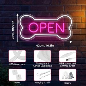 Dog bone open Letreros Neon LED indoor hanging ambient light shop <b>sign</b> wall decoration light entrance indicator light 5v 12v - Product Image 3