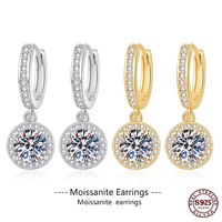 Orecchini Pendenti in Argento Sterling S925, Orecchini a Cerchio Rotondi con Moissanite e Diamanti Sintetici, Gioielli Personalizzati per Donne e Ragazze