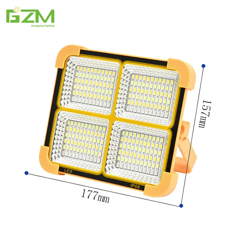 슈퍼 밝은 야외 홍수 빛 방수 IP67 100w 200w 400w 600w 800w 1000w LED 휴대용 충전식 태양열 캠핑 조명