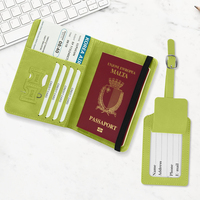 Porte-passeport et étiquette de bagage ensemble en cuir Pu étui à passeport couverture portefeuille luxe mince voyage porte-passeport pour hommes femmes