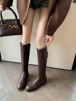 Bottes d'équitation d'hiver montantes à bout rond avec fermeture éclair et boucle