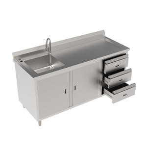 Vente en gros d'usine, armoire de cuisine commerciale, console, évier de travail en acier inoxydable 304 extra épais, un trou, multifonctionnel - Product Image 3
