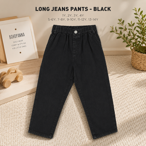 Jeans noirs doux conçus pour les enfants, offrant un confort respirant, un style classique et une qualité fiable pour un usage quotidien décontracté. - Product Image 4