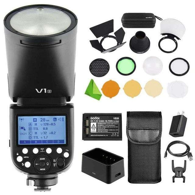 New Godox V1+ AK-R1 Kit Flash Light Studio Flash Speedlite for All Brand Camera