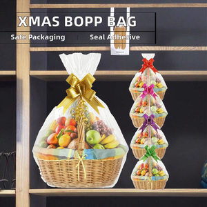 Sac à soufflet en BOPP transparent gaufré pour emballage sécurisé de paniers de fruits, biscuits, bonbons, desserts et pain pour Noël - Product Image 2