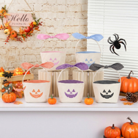 Décorations sur le thème d'Halloween, seau à bonbons en tissu réutilisable de grande capacité, panier à bonbons Halloween Jack O Lantern, panier pour faire des farces ou recevoir des friandises
