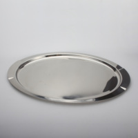 Plateau de service à barre ronde en acier inoxydable 18/8 plat poli écologique pour restaurant d'hôtel et occasions de fête