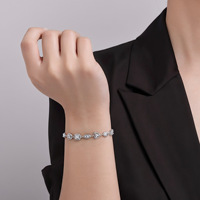 Bracelet LUOYUNE en laiton plaqué argent, multiformes, avec chaîne à maillons géométriques scintillants en oxyde de zirconium, idéal pour les propriétaires de boutiques, achat en gros et revente