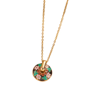 Juego de Joyería Floral de Acero Inoxidable Dorado con Esmalte, Collar con Colgante de Flor y Pendientes de Aro, Hipoalergénico, Regalo OEM