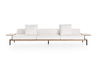 Fauteuil de jardin extérieur en teck Ensemble de canapés modulaires pour patio extérieur Ensemble de salon en teck massif