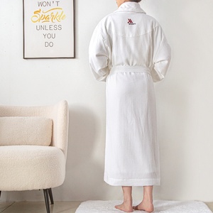 QUANZHEN <span class=keywords><strong>Set</strong></span> accappatoio bianco Unisex Hotel asciugamano in morbido cotone con scollo a v vestaglia per accappatoio di pizzo Unisex primavera - Product Image 3