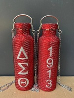Gobelet isotherme en acier inoxydable de 750 ml, moderne, doré, avec strass, motif Sigma Gamma Rho Sorority, poignée perlée, anti-fuite