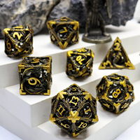 Dés polyédriques Dungeons and Dragons en métal doré antique, ensemble de dés DND, dés de jeu de rôle dragon faits à la main - MTE2