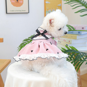 Spring Summer New Pet Dress Clothes For Dogs <b>Cats</b> Dot Bow Skirt With Traction <b>Ring</b> Puppy Clothing Pet Shirts - Product Image 4