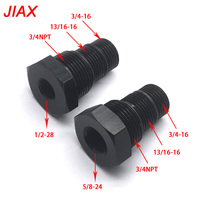 Adaptor Filter Oli Otomotif Seri JXSS015 3-in-1 Baru 1/2-28 5/8-24 Female 3/4-16 13/16-16 3/4NPT Male Hitam Anodized