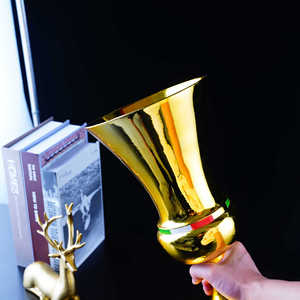 Trofeo de la Copa Italia de Fútbol, Personalizado en Metal Dorado, Premio del Campeonato <span class=keywords><strong>Italiano</strong></span> de Fútbol, Premio Perpetuo Ornamentado, Grabado Gratuito - Product Image 3