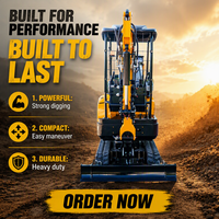 HIGHTOP Excavator Mini 1.5 Ton Laris Manis, Mesin Bor Lubang Tiang Auger, Crawler Digger 1425kg Bersertifikasi CE untuk Pagar, Penanaman Pohon, Kebun, dan Pertanian