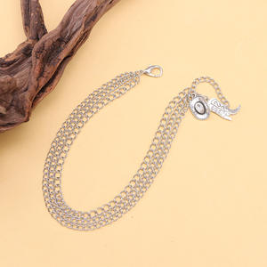 Western Cowboy <b>Boot</b> Chain With Hat And <b>Boot</b> Pendant Silver Metal Unisex Casual Fashion <b>Jewelry</b> For <b>Boots</b> - Product Image 3