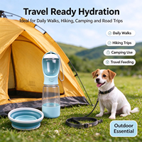 Bouteille d'eau portable 3 en 1 pour animaux de compagnie, distributeur d'eau léger et détachable, bol de voyage en plastique pour chiens et chats, promenades, randonnées