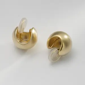 Hot Sale Minimalist Drop Shape Mosquito Coil Clip on Earrings Vintage High Quality Golden Without Piercing Ear Clips for Women