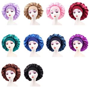 Gorros de satén grandes con banda elástica ancha para el cabello, para mujeres negras, trenzas, gorros para dormir por la noche - Product Image 4
