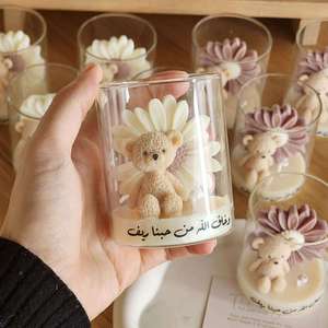 Candele Personalizzate di Matti, Profumate con Fragranza Floreale e Orsetto Rosa, per Battesimo, Souvenir e Regalo di Compleanno - Product Image 2