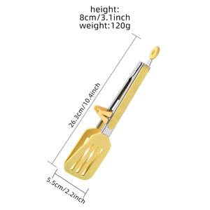 Pinces alimentaires en acier inoxydable avec support en silicone résistant à la chaleur pour barbecue, steak, pain, outils de cuisine - Product Image 5