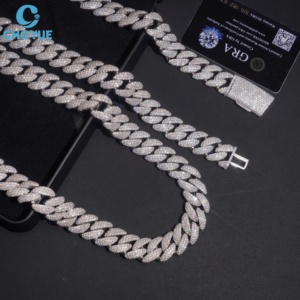 Oferta Especial: Cadena Cubana de Plata 925 con Baño de Rodio y Moissanita VVS, Joyería de Eslabones Completamente Incrustados Estilo Hip Hop - Product Image 4