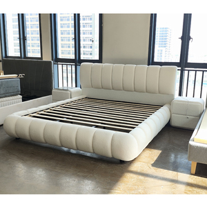 Tùy chỉnh kem lên-Bao da giường vải hiện đại bọc GiườNg Lưu trữ sang trọng Kích thước đầy đủ Vua kích thước bằng gỗ đôi khung giường - Product Image 2