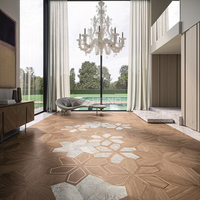 Parquet en bois massif à motifs de feuilles, conçu aux États-Unis, planches de sol en bois flottant