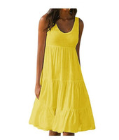 Robe d'été décontractée en maille pour femme, sans manches, en mousseline de soie, couleur unie blanche, grande taille, pour la plage, vente en gros S0548