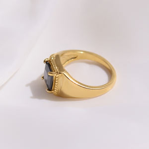 Dainty – bague de déclaration en acier inoxydable plaqué or 18k <span class=keywords><strong>pour</strong></span> femmes et hommes, bague de luxe en zircone cubique, bague de promesse en pierre précieuse - Product Image 4