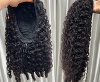 Demi-perruque bouclée birmane sans colle en cheveux humains avec cordon de serrage, clip sans couture, densité 250, perruques bouclées pour débutantes pour femmes